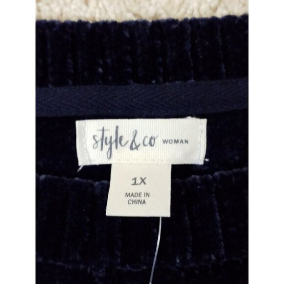 Style & co.-Woman Plus Size 1X~Industrial Blue Velvet Sweater NWT $56.50 - Picture 2 of 8